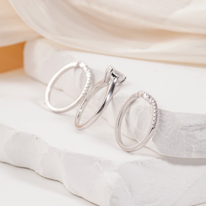 1.8ct Heavenly Nest Ring Engagement Ring Triple Stacking Ring VVS Synthetic Moissanite Ring Jewelry Copper Band