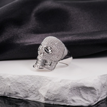 2.8ct Infinite Bone Ring Cool Hip Hop Rock Skull Ring VVS Synthetic Moissanite Ring Jewelry Copper Band