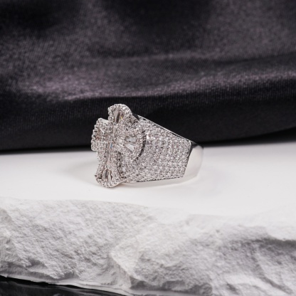 2ct Eternal Pillar Ring Fully Iced Out Ring Gothic Ring Band VVS Synthetic Moissanite Ring Jewelry Copper Band