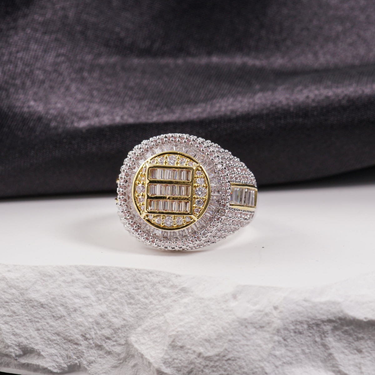 3ct The Sovereign Ring Glacier Band Fully Iced-out Hip Hop Ring VVS Synthetic Moissanite Ring Jewelry Copper Band