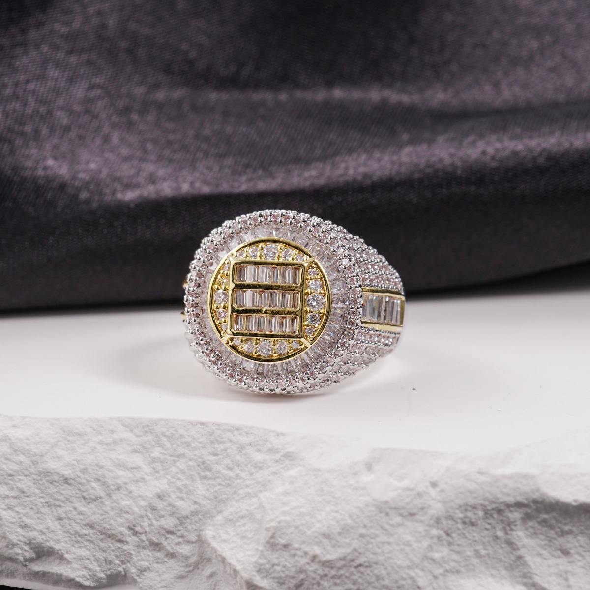 3ct The Sovereign Ring Glacier Band Fully Iced-out Hip Hop Ring VVS Synthetic Moissanite Ring Jewelry Copper Band