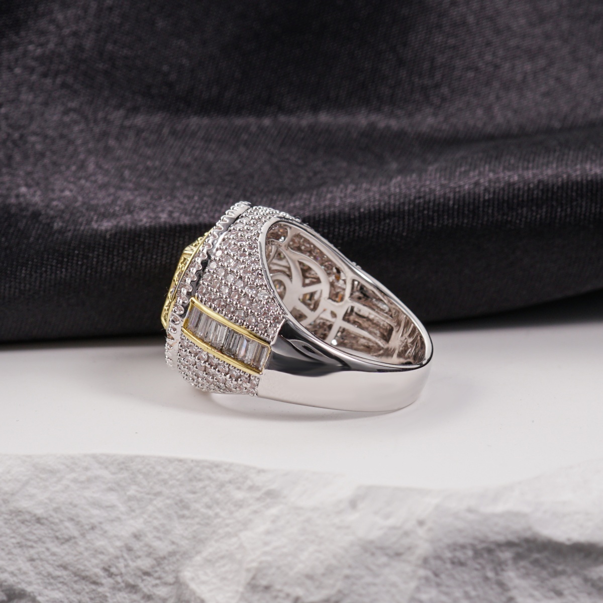 3ct The Sovereign Ring Glacier Band Fully Iced-out Hip Hop Ring VVS Synthetic Moissanite Ring Jewelry Copper Band