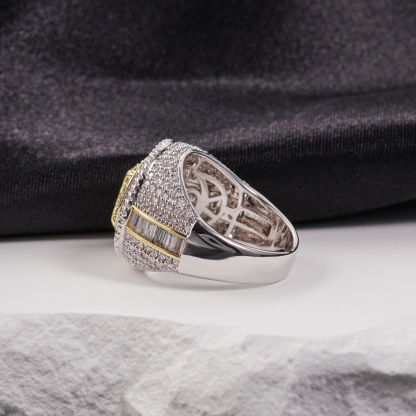 3ct The Sovereign Ring Glacier Band Fully Iced-out Hip Hop Ring VVS Synthetic Moissanite Ring Jewelry Copper Band