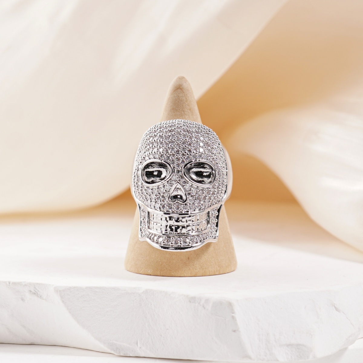 2.8ct Infinite Bone Ring Cool Hip Hop Rock Skull Ring VVS Synthetic Moissanite Ring Jewelry Copper Band