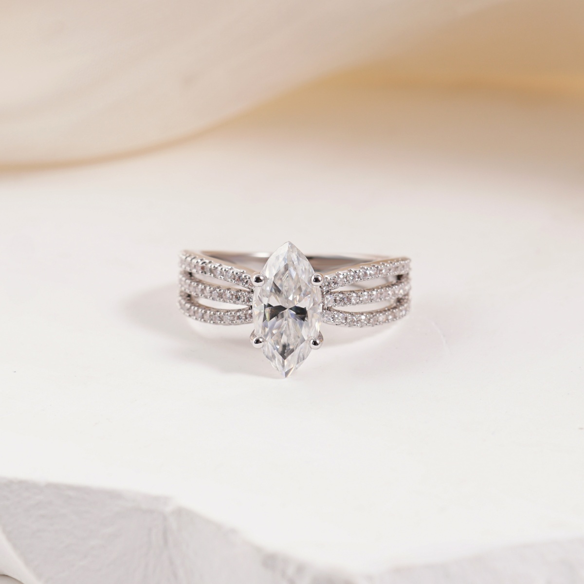 2.4ct Odyssey of Love Ring Triple Band Engagement Ring Wedding Set Marquise Cut VVS Synthetic Moissanite Ring Jewelry S925/Copper Band