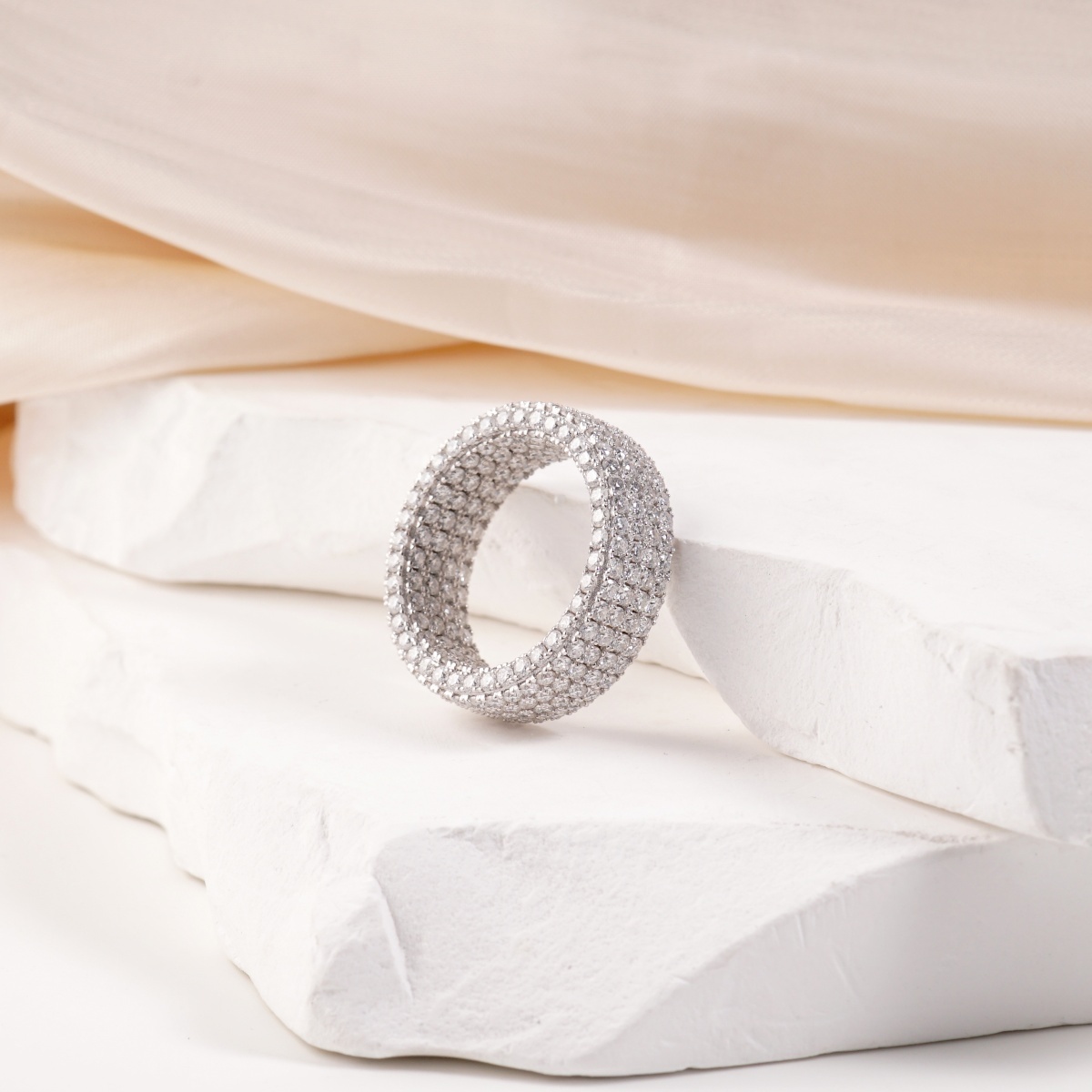 Infinite Sparkle 4-Row Eternity Ring Dakota Engagement Ring Band Wedding Ring Synthetic Moissanite Ring Jewelry S925/Copper Band