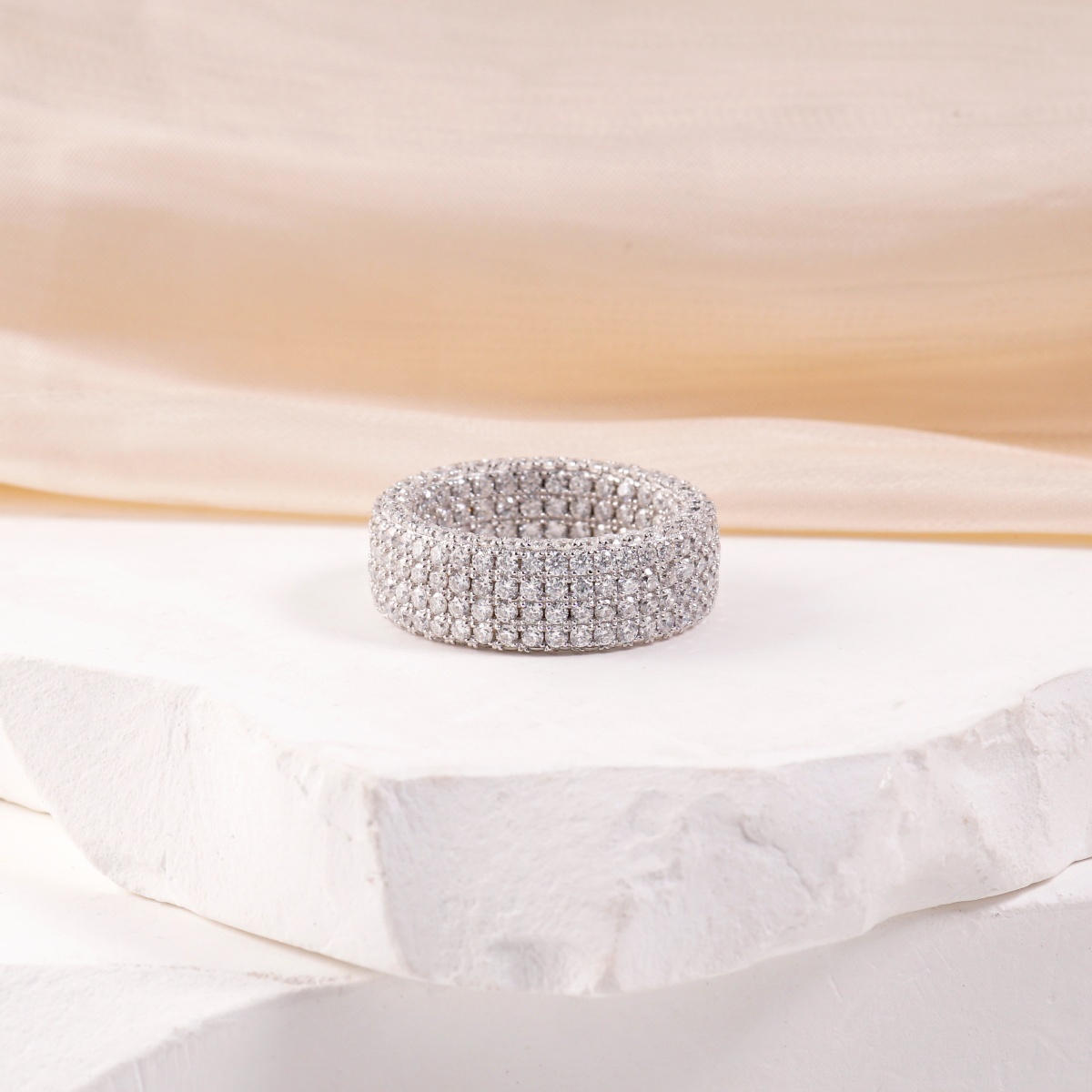 Infinite Sparkle 4-Row Eternity Ring Dakota Engagement Ring Band Wedding Ring Synthetic Moissanite Ring Jewelry S925/Copper Band