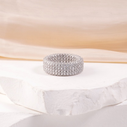 Infinite Sparkle 4-Row Eternity Ring Dakota Engagement Ring Band Wedding Ring Synthetic Moissanite Ring Jewelry S925/Copper Band