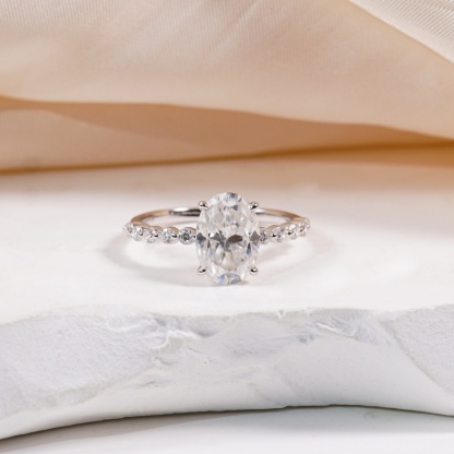 2.7ct Elegant Written in the Stars Engagement Wedding Ring Oval Cut Synthetic Moissanite Ring S925 Sterling Silver Band Ring Jewelry