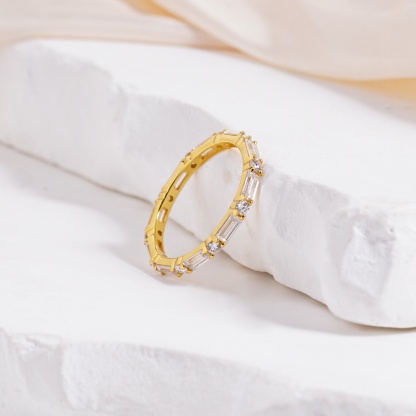 Eternal Trinity Harmony Set Vintage Ring Band Champagne Stacking Ring Synthetic Moissanite Ring Jewelry S925