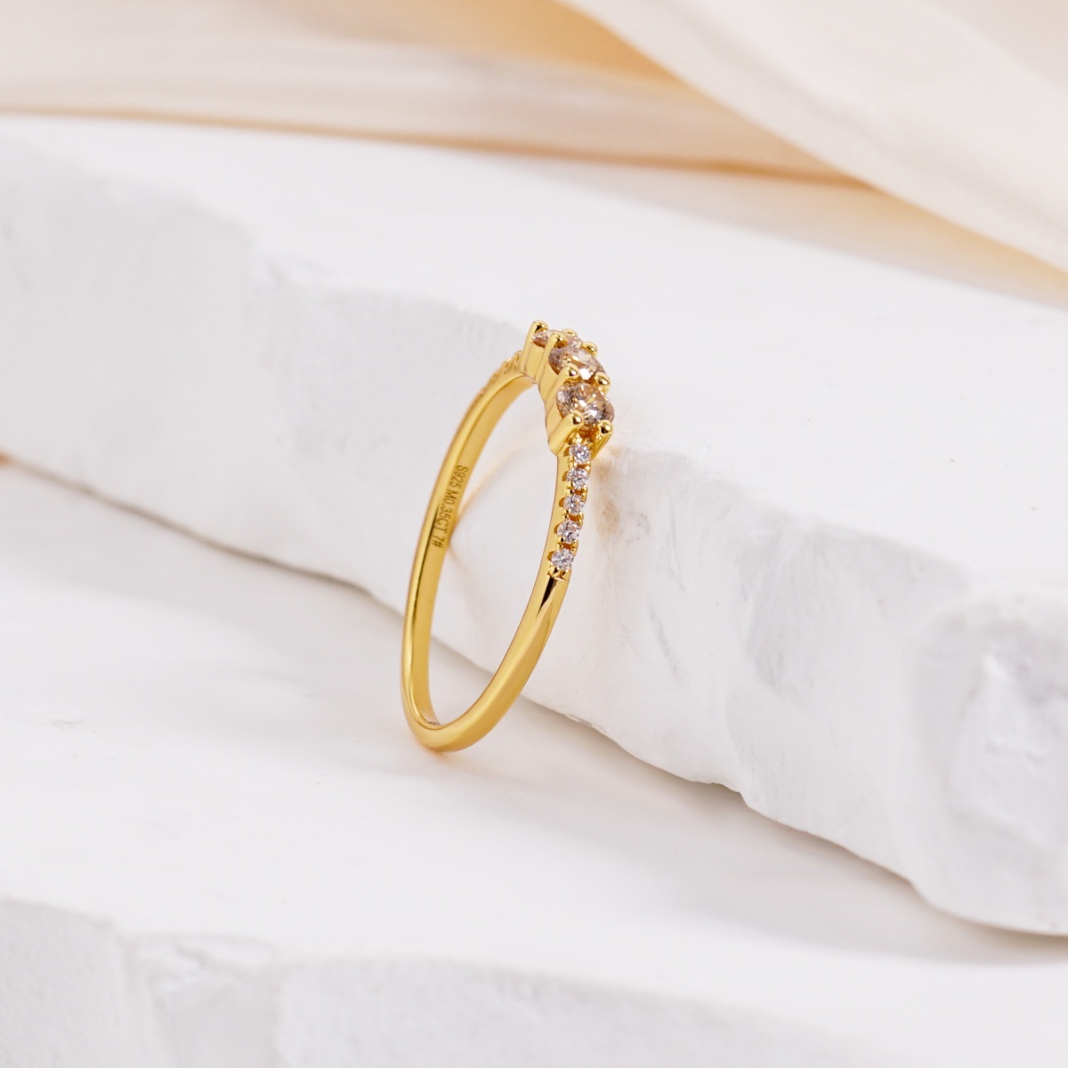 Eternal Trinity Harmony Set Vintage Ring Band Champagne Stacking Ring Synthetic Moissanite Ring Jewelry S925