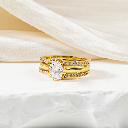 1.8ct Heavenly Nest Ring Engagement Ring Triple Stacking Ring VVS Synthetic Moissanite Ring Jewelry Copper Band