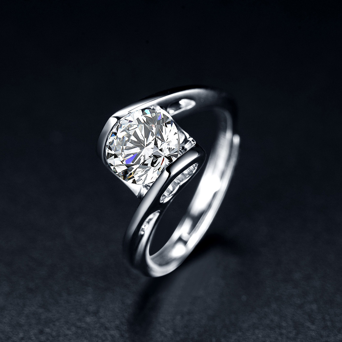 0.5-1ct Round Synthetic Moissanite Ring S925