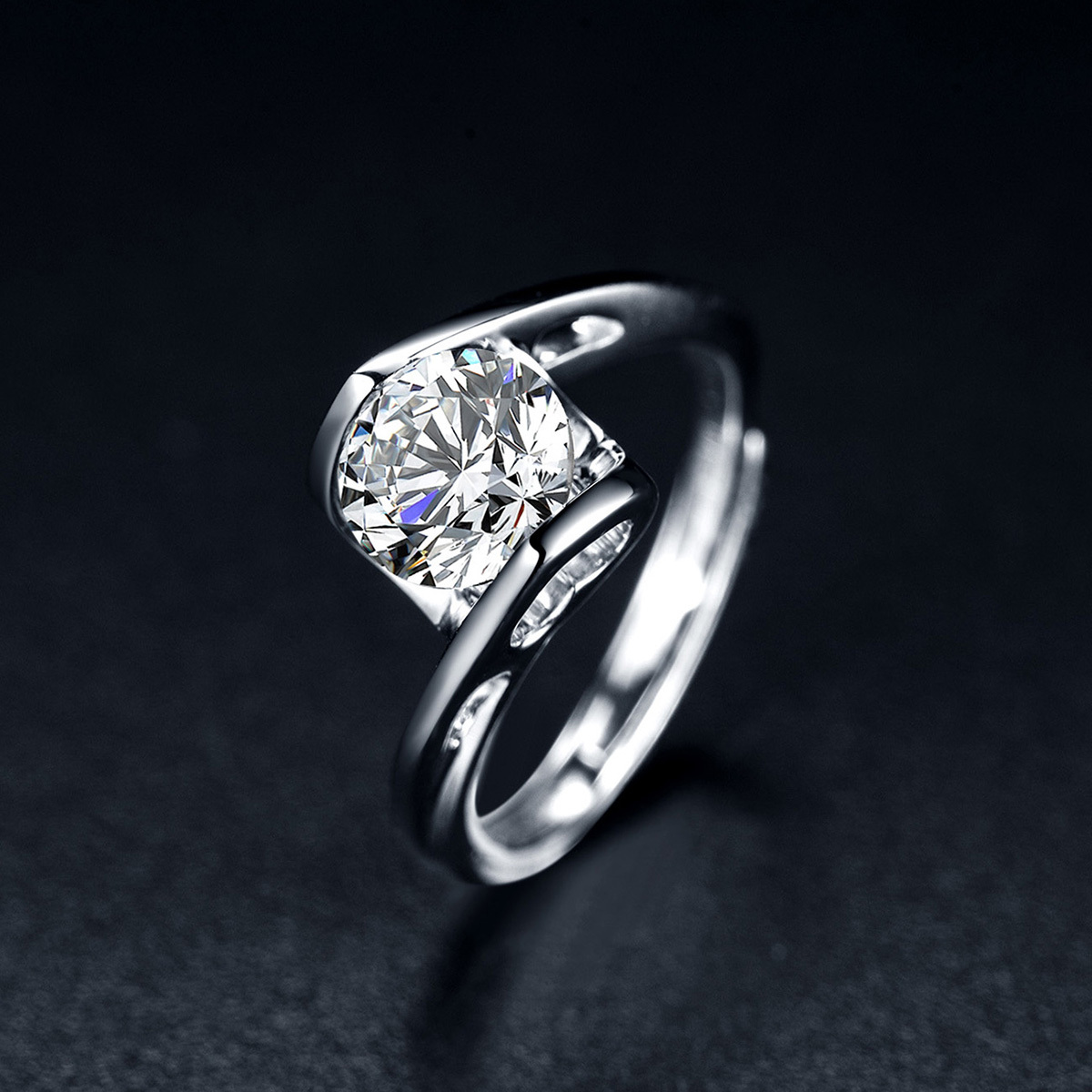 0.5-1ct Round Synthetic Moissanite Ring S925