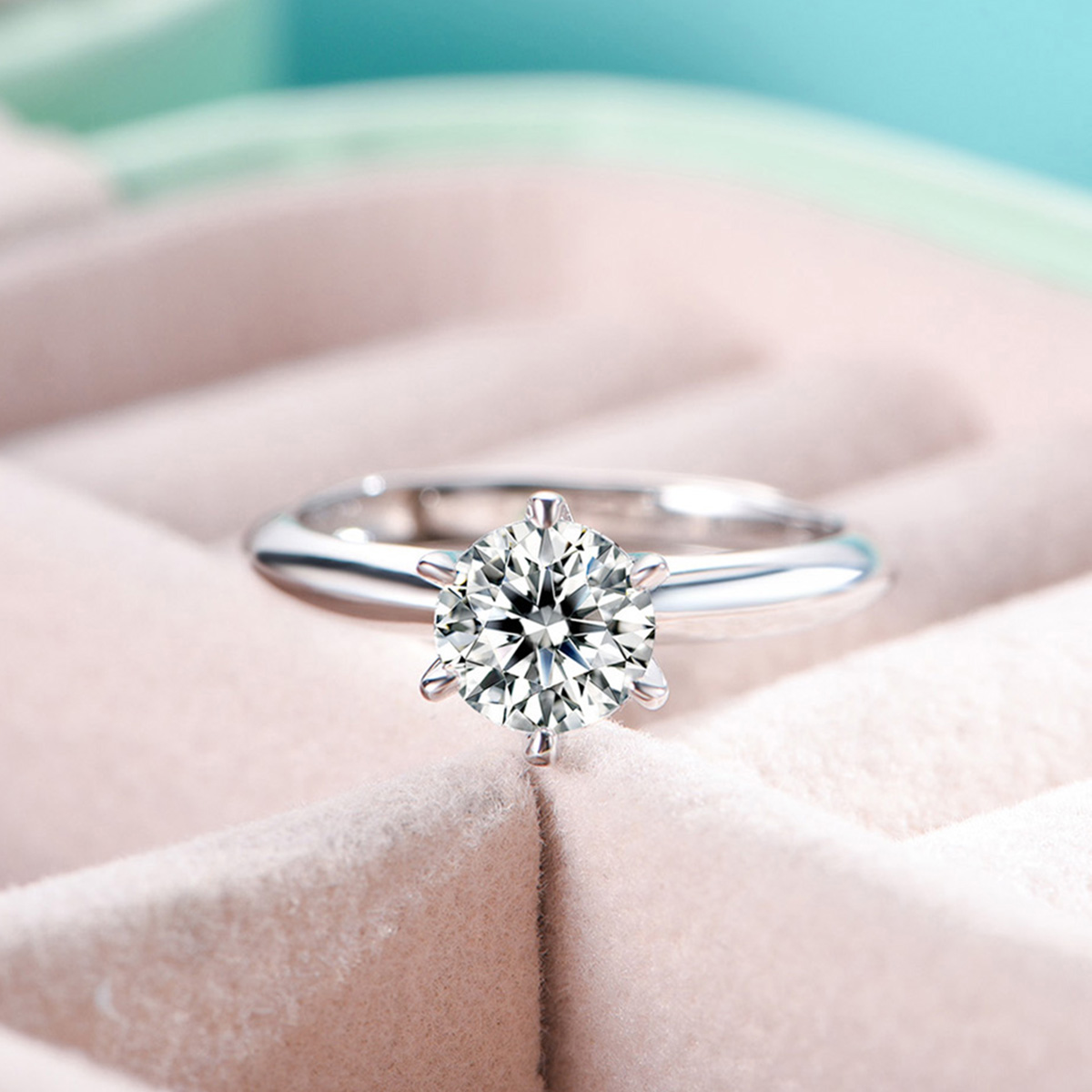 1ct Round Synthetic Moissanite Minimalist Six Prong Ring S925