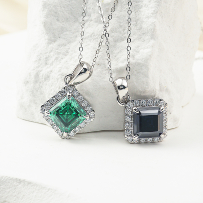 3.5ct Asscher Cut VVS Synthetic Moissanite Pendant Necklace S925