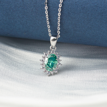Synthetic Moissanite Pendant Necklace Chain S925