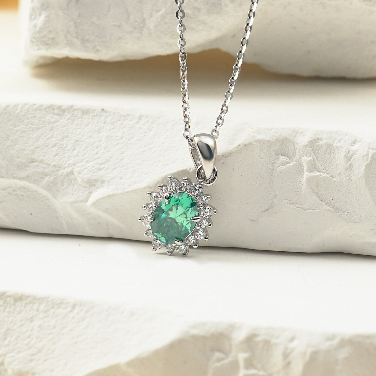 Synthetic Moissanite Pendant Necklace Chain S925