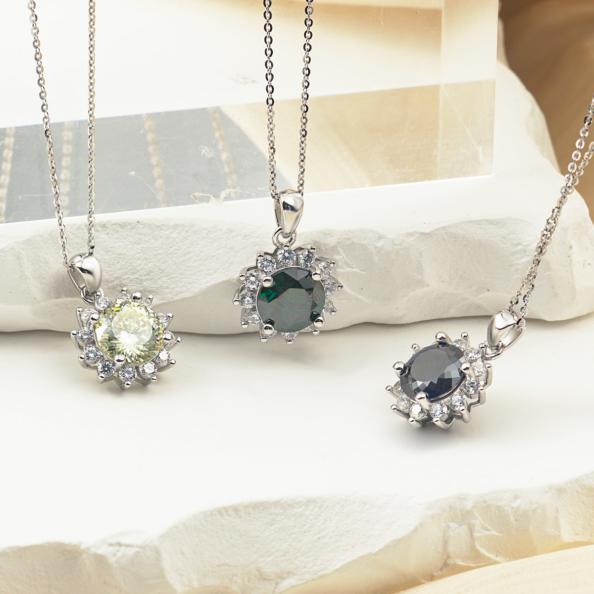 3ct Synthetic Moissanite Pendant Necklace Chain S925