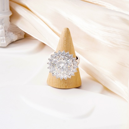 12ct Round Synthetic Moissanite Sunflower Ring S925