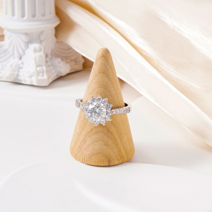 1ct Round Synthetic Moissanite Sunflower Ring S925