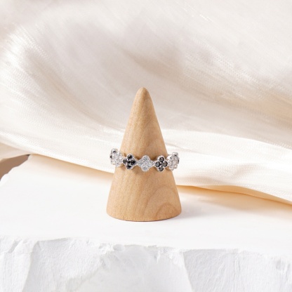 Delzzad 0.6ct Luxury Floral Eternity Band Cluster Ring Synthetic Moissanite Wedding Bands Ring S925 Sterling Silver Moissanite Jewelry Perfect Birthday Engagement Wedding Anniversary Gift