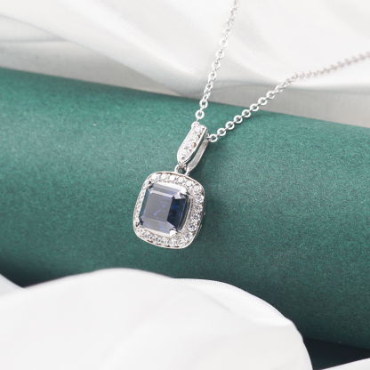 2ct Asscher Cut VVS Synthetic Moissanite Graceful Pendant Necklace Chain S925