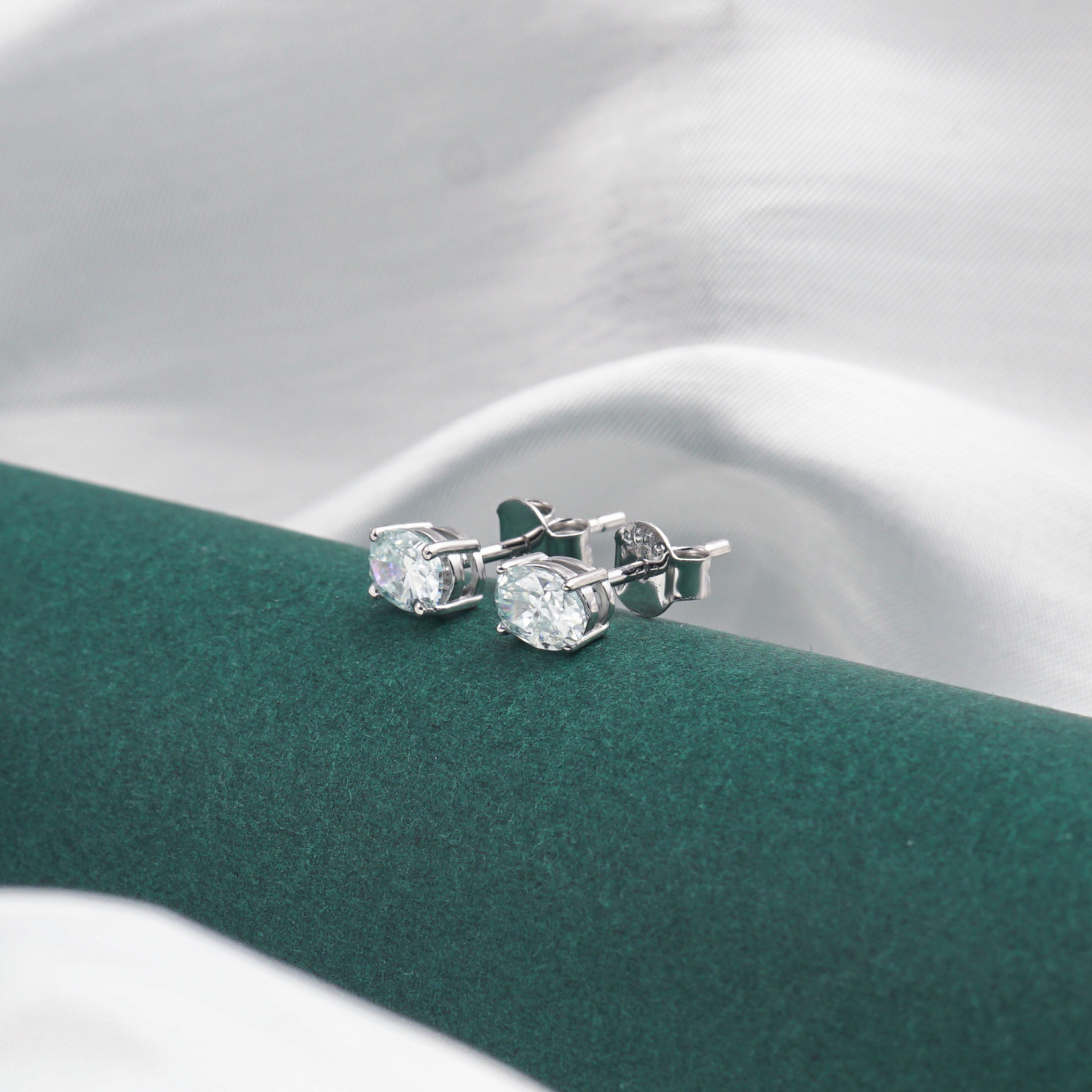 0.5ct Oval Synthetic Moissanite Four Prong Stud Earrings S925