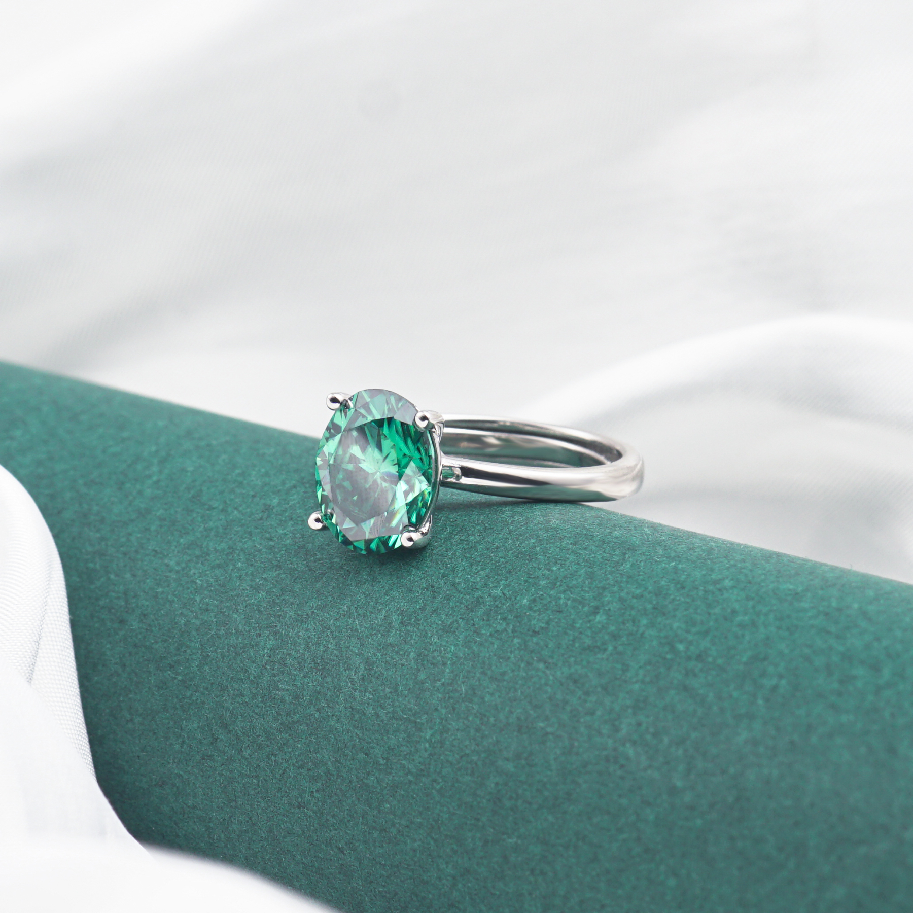 3ct Oval Synthetic Moissanite Classic Four Prong Ring S925