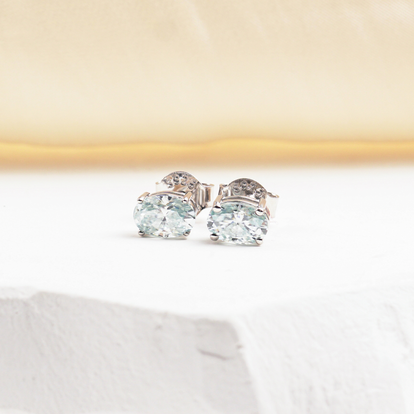 0.5ct Oval Synthetic Moissanite Four Prong Stud Earrings S925