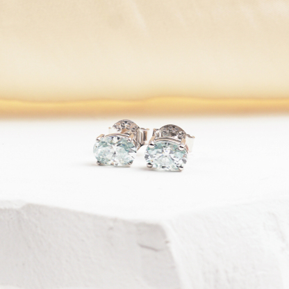 0.5ct Oval Synthetic Moissanite Four Prong Stud Earrings S925