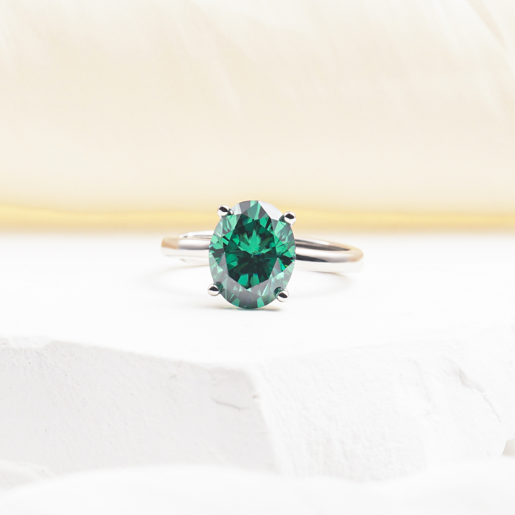 3ct Oval Synthetic Moissanite Classic Four Prong Ring S925