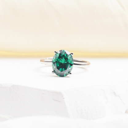 3ct Oval Synthetic Moissanite Classic Four Prong Ring S925