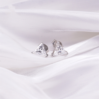 S925 Triangle Cut Synthetic Moissanite Solitaire Stud Earrings Birthday Anniversary Mother's Day Gifts