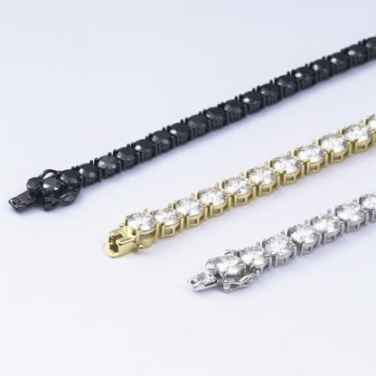 S925 Silver Hip Hop Synthetic Moissanite Tennis Chain