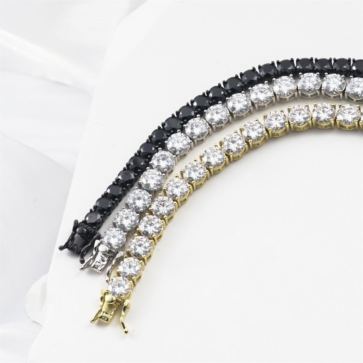 S925 Silver Hip Hop Synthetic Moissanite Tennis Chain