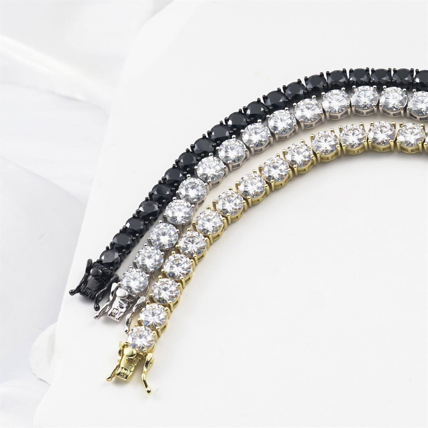 S925 Silver Hip Hop Synthetic Moissanite Tennis Chain