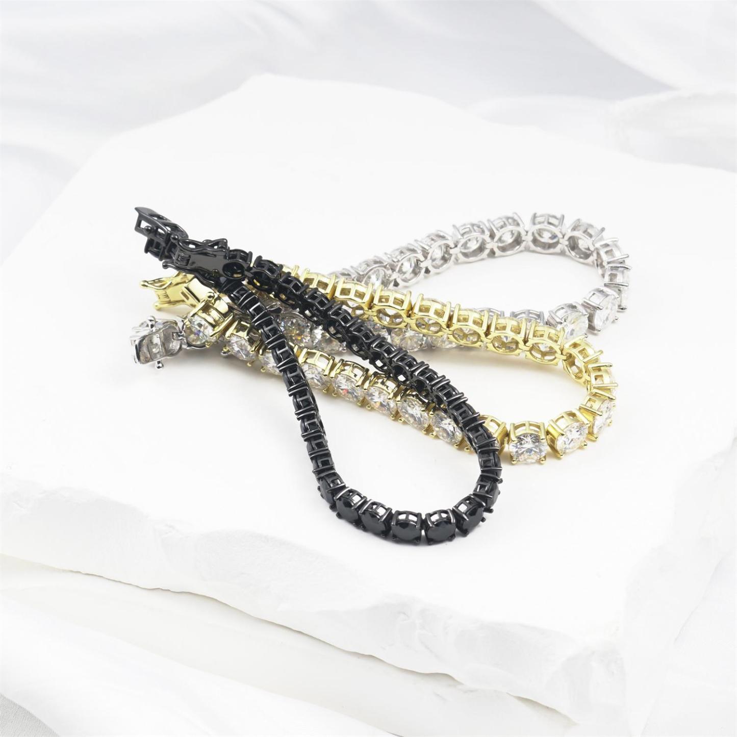 S925 Silver Hip Hop Synthetic Moissanite Tennis Chain