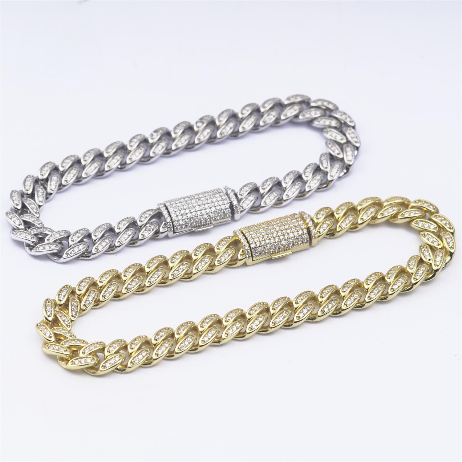 02style S925 VVS Synthetic Moissanite Hip Hop Unisex Cuban Link Bracelet