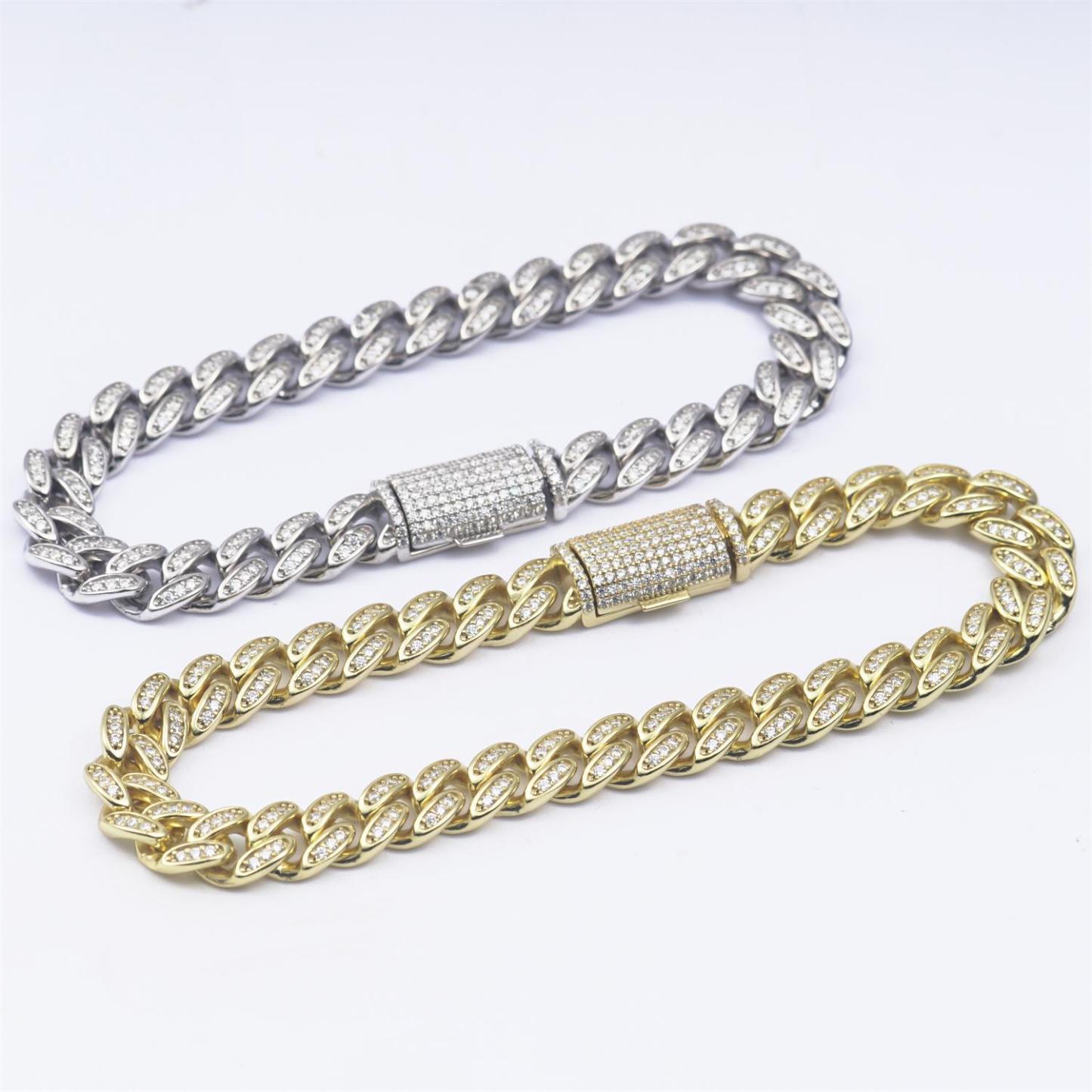 02style S925 VVS Synthetic Moissanite Hip Hop Unisex Cuban Link Bracelet