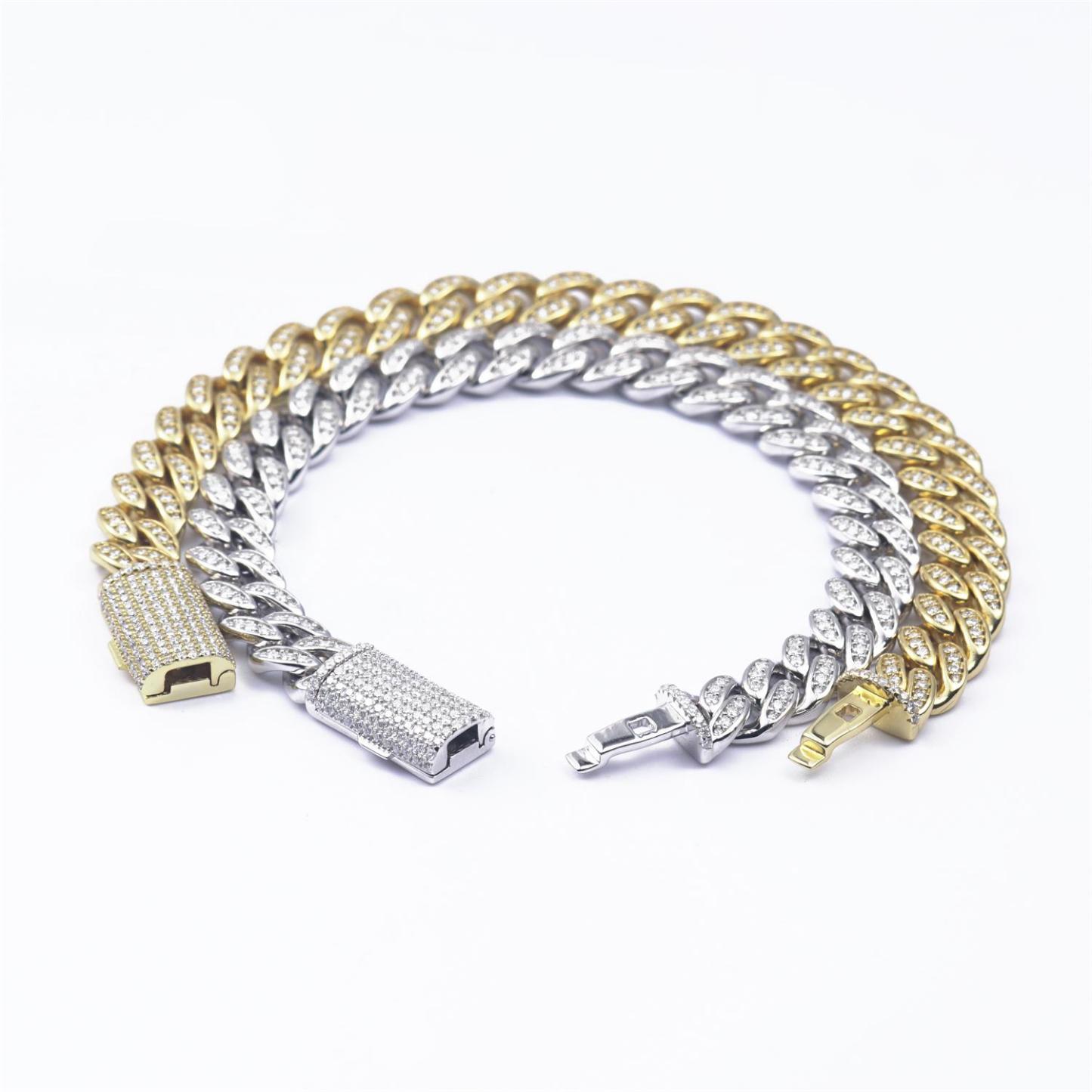 02style S925 VVS Synthetic Moissanite Hip Hop Unisex Cuban Link Bracelet