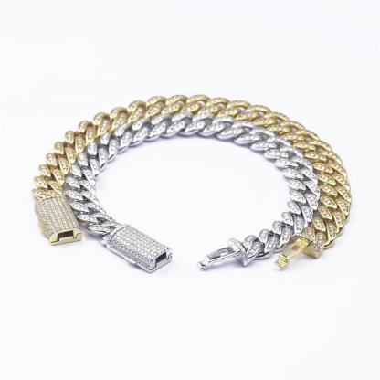 02style S925 VVS Synthetic Moissanite Hip Hop Unisex Cuban Link Bracelet