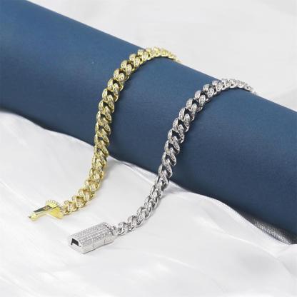 02style S925 VVS Synthetic Moissanite Hip Hop Unisex Cuban Link Bracelet