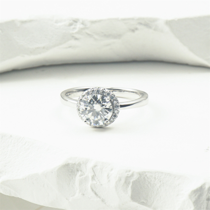 Solitaire Halo Ring Synthetic Moissanite Engagement Ring S925 Sterling Silver Moissanite Jewelry Perfect Gift