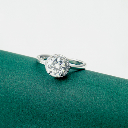 Solitaire Halo Ring Synthetic Moissanite Engagement Ring S925 Sterling Silver Moissanite Jewelry Perfect Gift