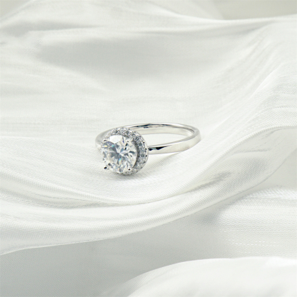 Solitaire Halo Ring Synthetic Moissanite Engagement Ring S925 Sterling Silver Moissanite Jewelry Perfect Gift
