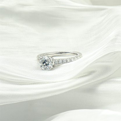 Lustre Ring Synthetic Moissanite Engagement Ring S925 Sterling Silver Moissanite Jewelry Perfect Gift