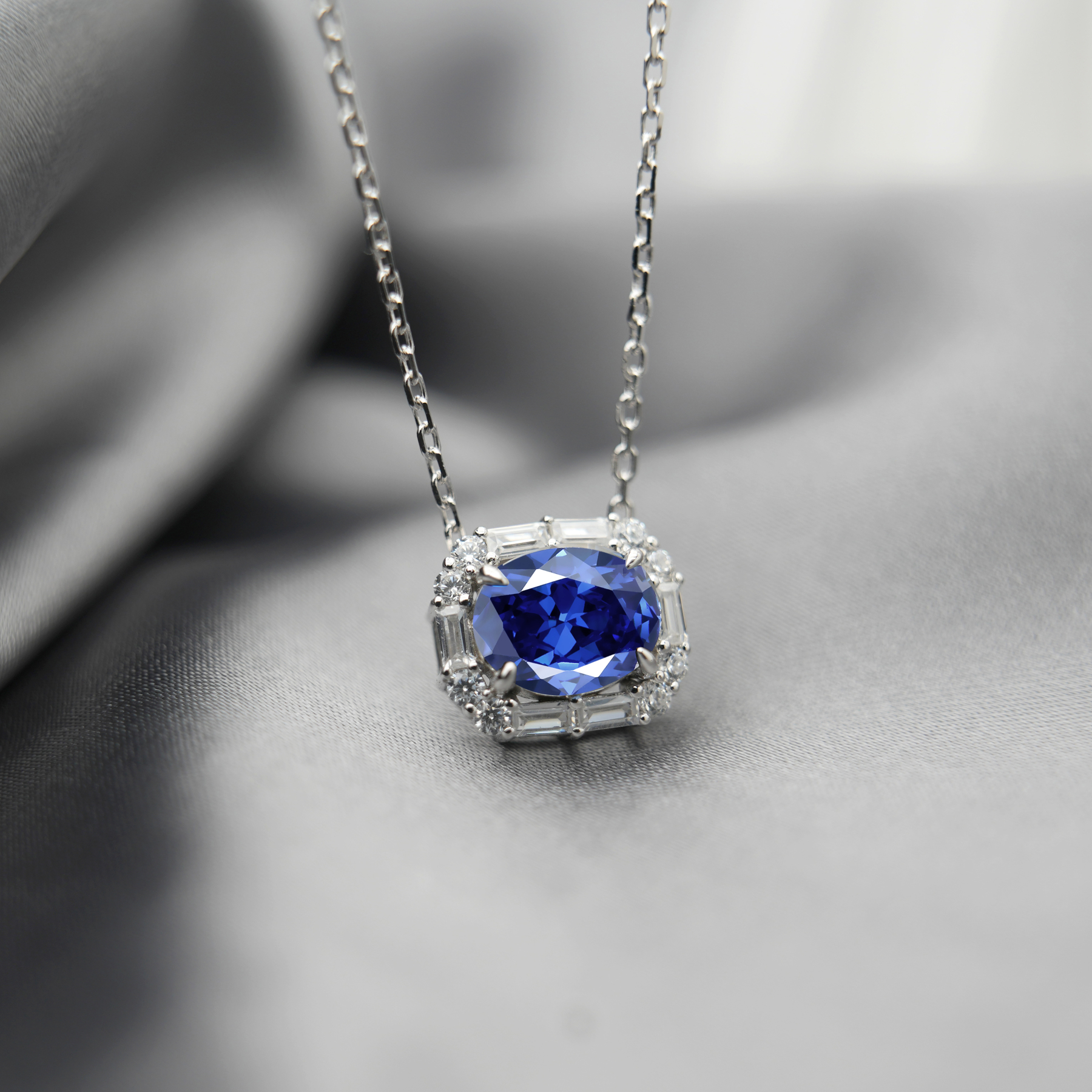 2ct Oval Synthetic Moissanite Colorful Pendant Necklace S925