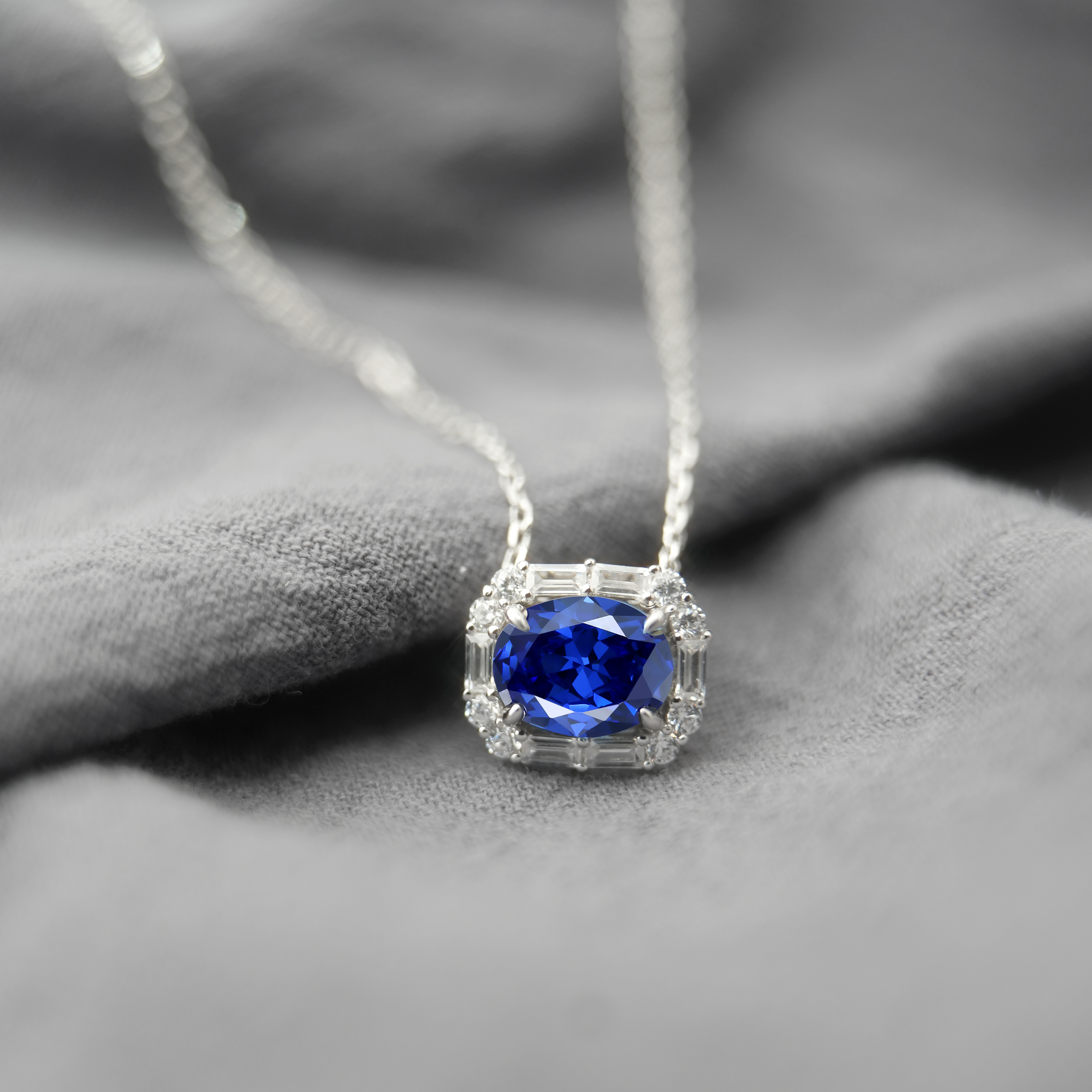 2ct Oval Synthetic Moissanite Colorful Pendant Necklace S925