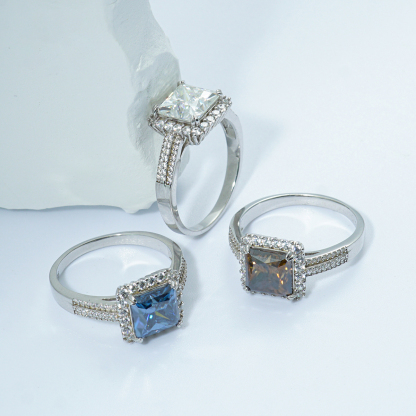 3ct S925 Princess Synthetic Moissanite Halo Ring